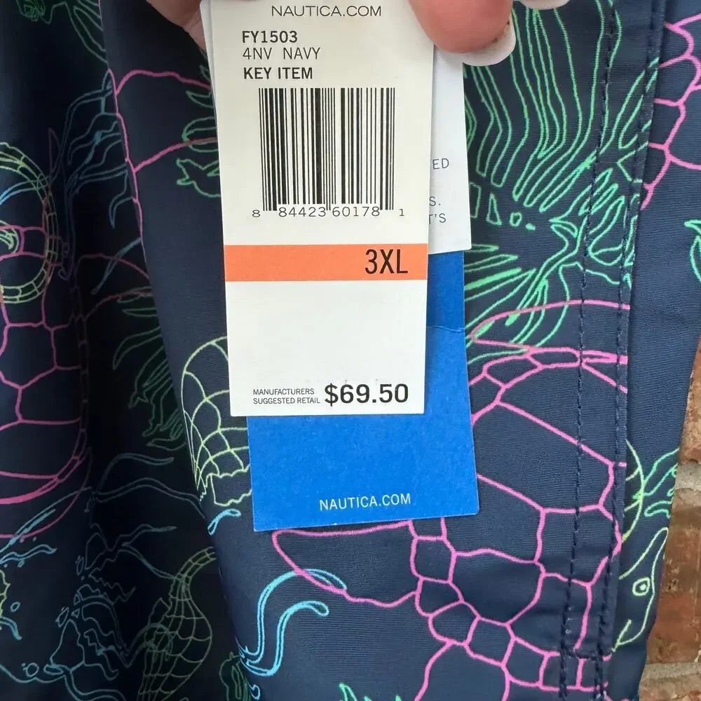 Nautica Performance Swim Trunks Mens 3XL NEW Colorful Sea Life Neon